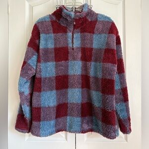 Eddie Bauer Womens Pullover, Check, Blue and red size large